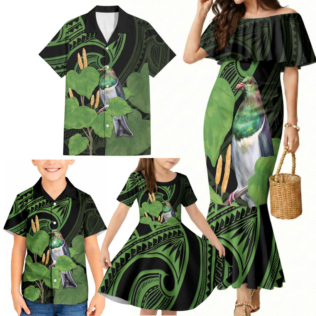 Kawakawa Rongoa Maori Kereru New Zealand Family Matching Mermaid Dress and Hawaiian Shirt