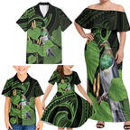 Kawakawa Rongoa Maori Kereru New Zealand Family Matching Off Shoulder Maxi Dress and Hawaiian Shirt