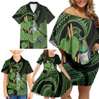 Kawakawa Rongoa Maori Kereru New Zealand Family Matching Off Shoulder Short Dress and Hawaiian Shirt
