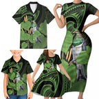 Kawakawa Rongoa Maori Kereru New Zealand Family Matching Short Sleeve Bodycon Dress and Hawaiian Shirt