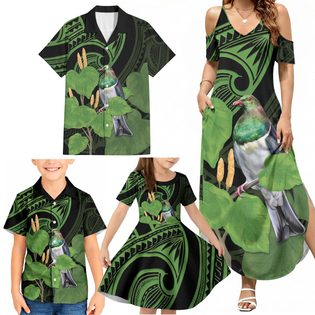 Kawakawa Rongoa Maori Kereru New Zealand Family Matching Summer Maxi Dress and Hawaiian Shirt