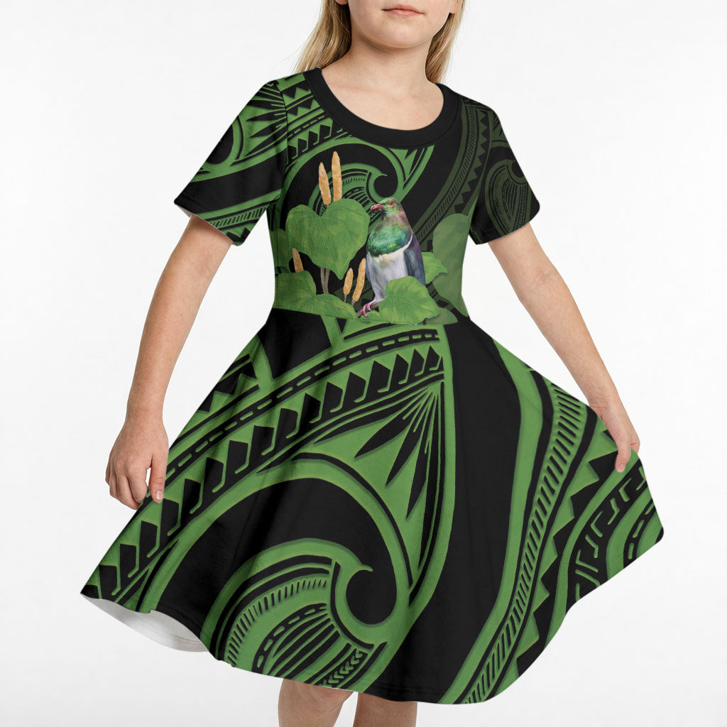 Kawakawa Rongoa Maori Kereru New Zealand Kid Short Sleeve Dress