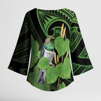 Kawakawa Rongoa Maori Kereru New Zealand Kimono Sleeve Blouse