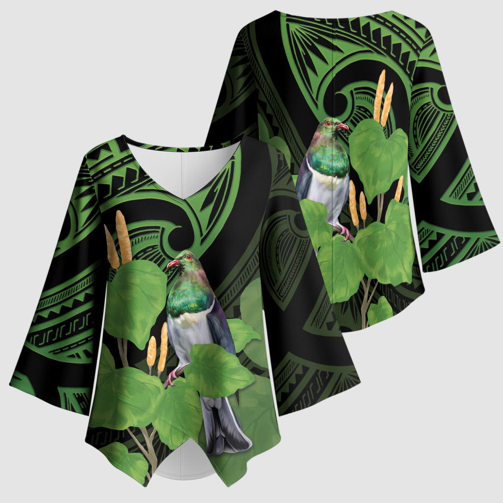 Kawakawa Rongoa Maori Kereru New Zealand Kimono Sleeve Blouse