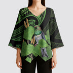 Kawakawa Rongoa Maori Kereru New Zealand Kimono Sleeve Blouse