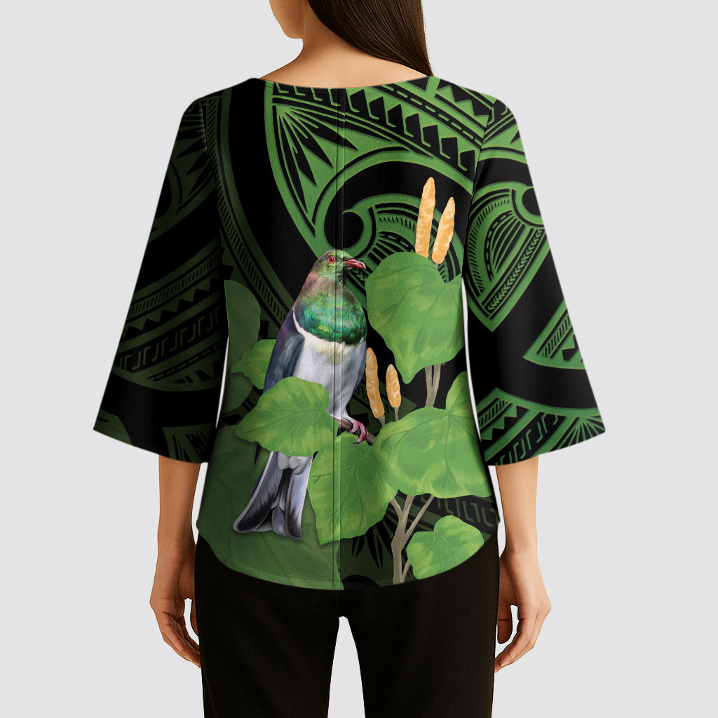 Kawakawa Rongoa Maori Kereru New Zealand Kimono Sleeve Blouse