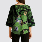 Kawakawa Rongoa Maori Kereru New Zealand Kimono Sleeve Blouse