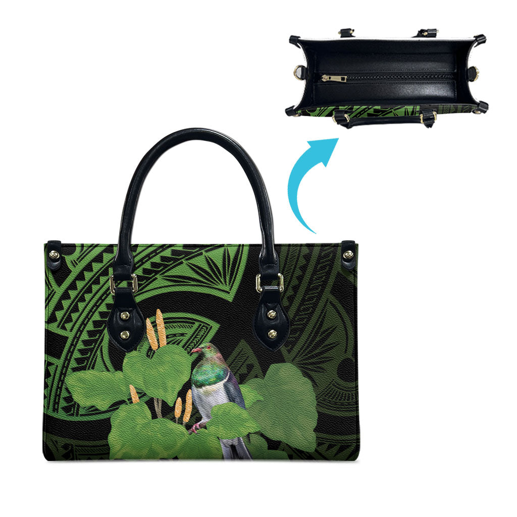 Kawakawa Rongoa Maori Kereru New Zealand Leather Bag