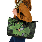 Kawakawa Rongoa Maori Kereru New Zealand Leather Tote Bag