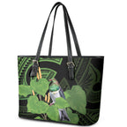 Kawakawa Rongoa Maori Kereru New Zealand Leather Tote Bag