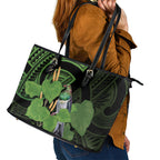 Kawakawa Rongoa Maori Kereru New Zealand Leather Tote Bag