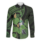 Kawakawa Rongoa Maori Kereru New Zealand Long Sleeve Button Shirt