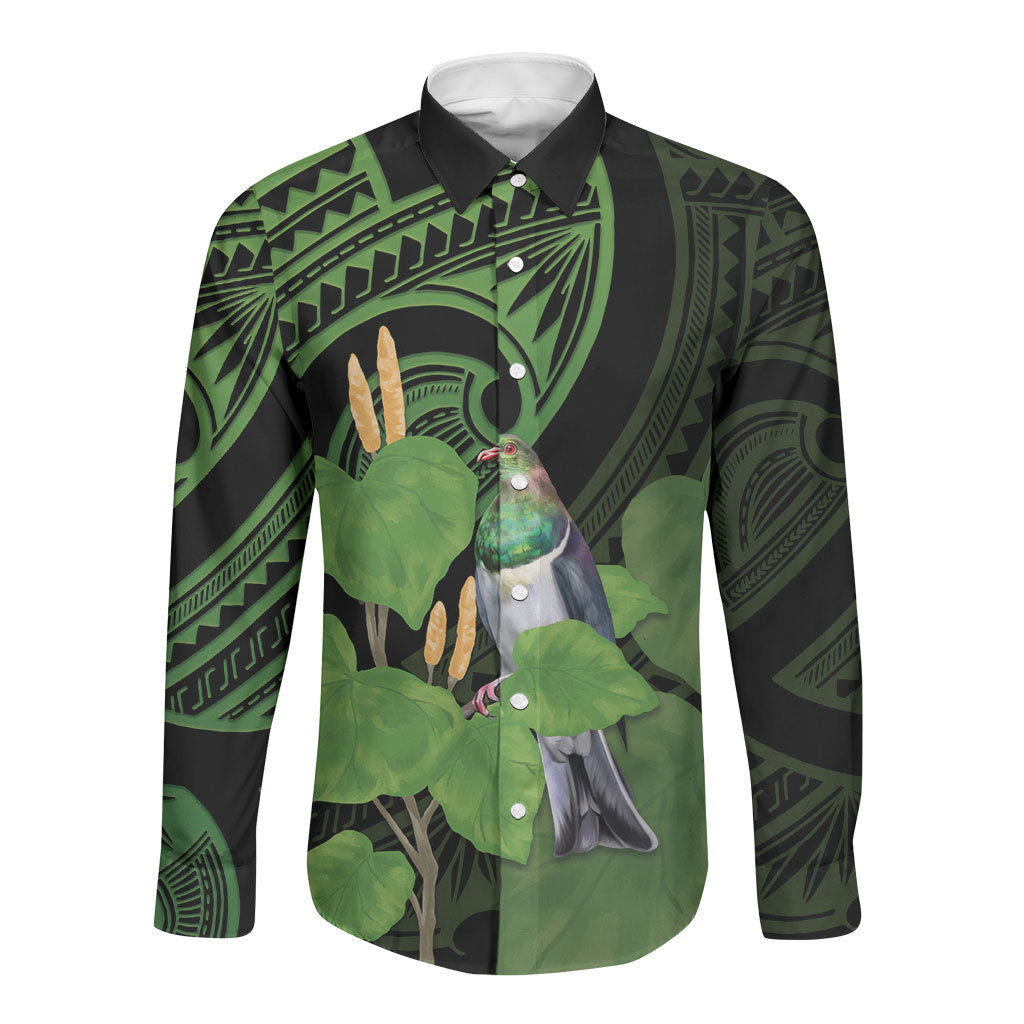 Kawakawa Rongoa Maori Kereru New Zealand Long Sleeve Button Shirt
