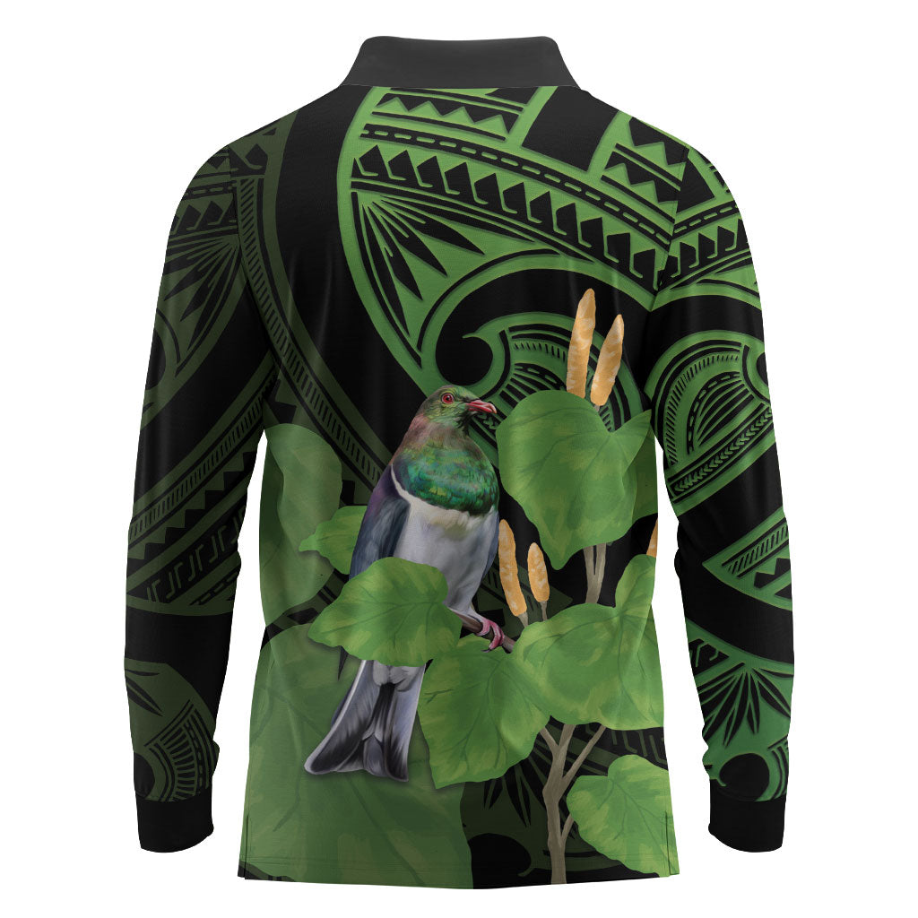 Kawakawa Rongoa Maori Kereru New Zealand Long Sleeve Polo Shirt