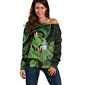 Kawakawa Rongoa Maori Kereru New Zealand Off Shoulder Sweater