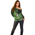 Kawakawa Rongoa Maori Kereru New Zealand Off Shoulder Sweater