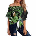 Kawakawa Rongoa Maori Kereru New Zealand Off Shoulder Wrap Waist Top