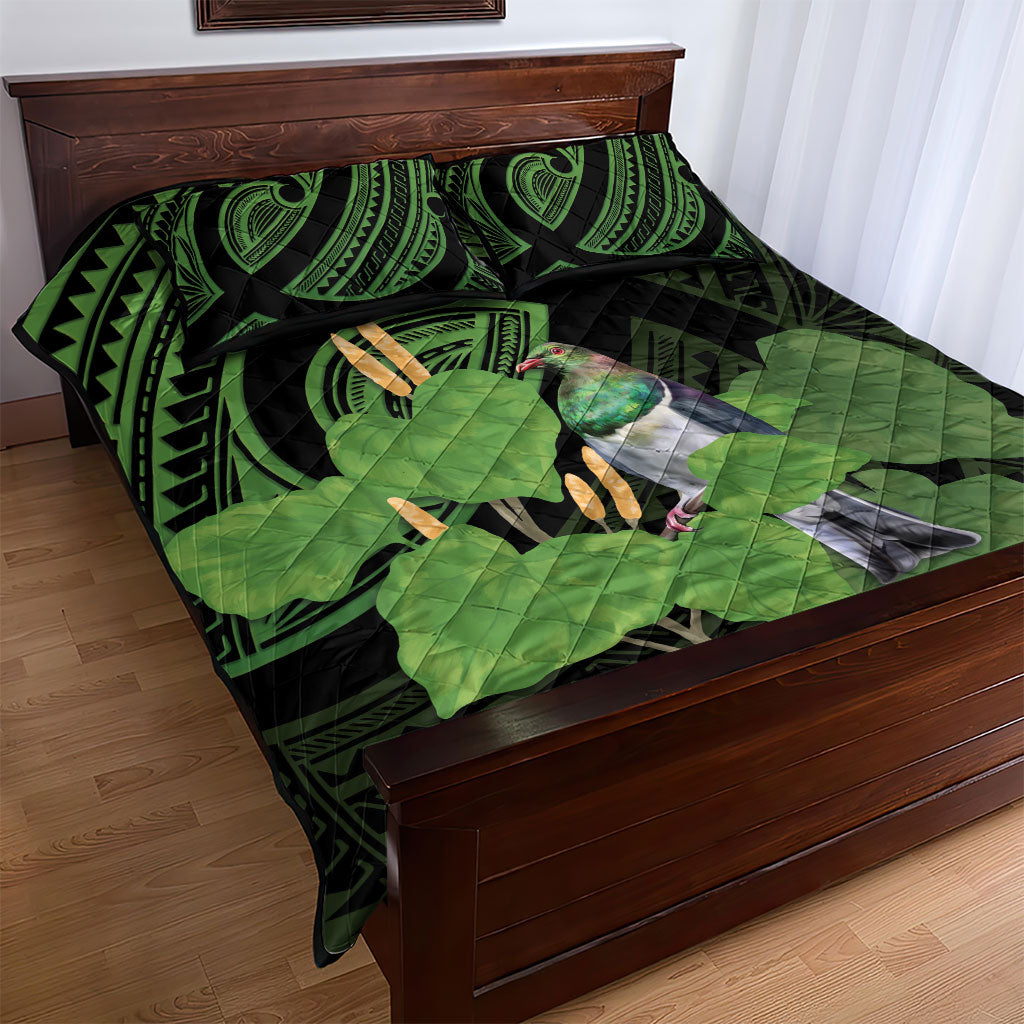 Kawakawa Rongoa Maori Kereru New Zealand Quilt Bed Set