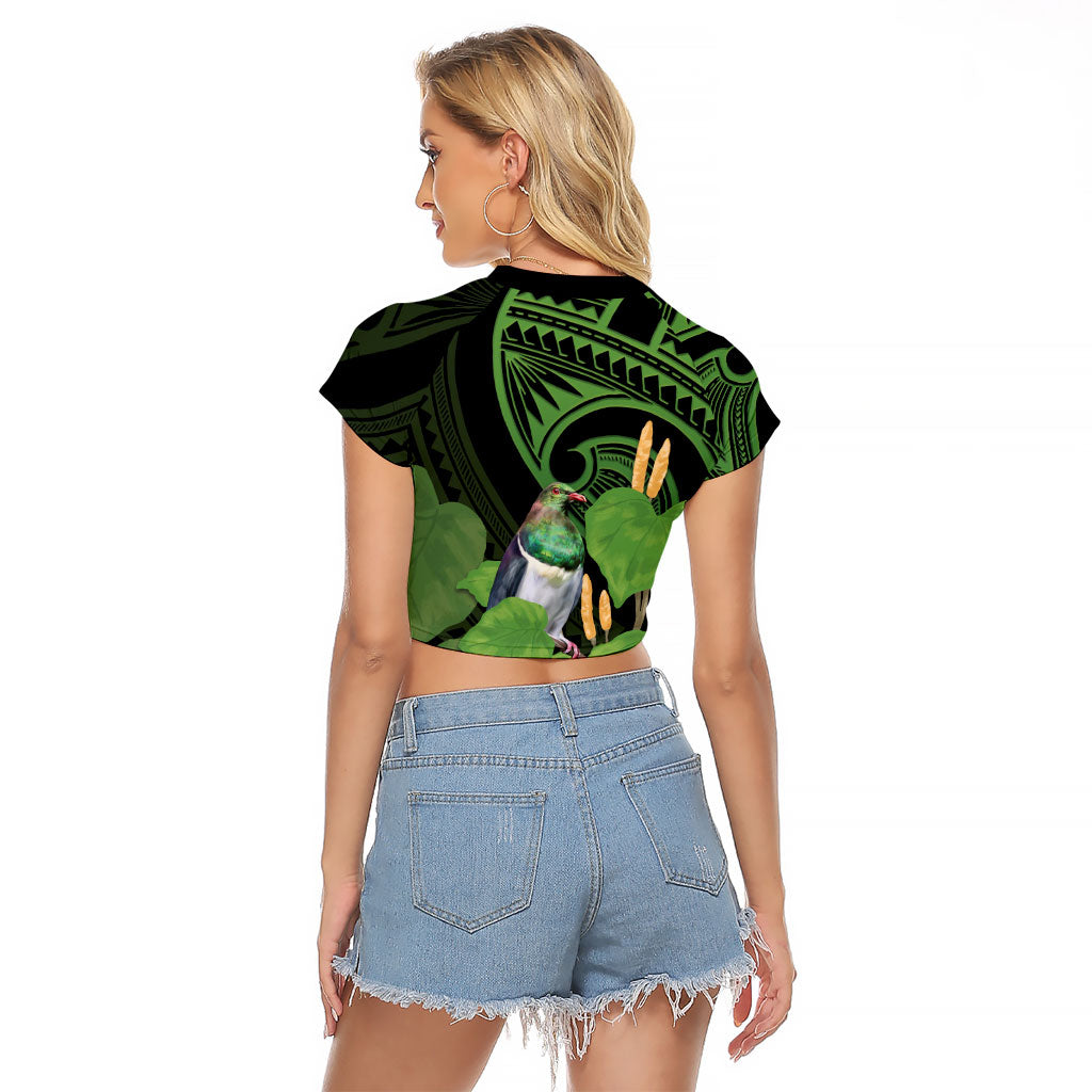 Kawakawa Rongoa Maori Kereru New Zealand Raglan Cropped T Shirt