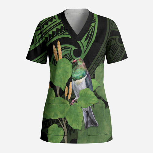 Kawakawa Rongoa Maori Kereru New Zealand Scrub Top