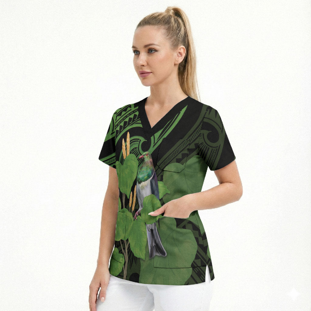 Kawakawa Rongoa Maori Kereru New Zealand Scrub Top