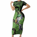 Kawakawa Rongoa Maori Kereru New Zealand Short Sleeve Bodycon Dress