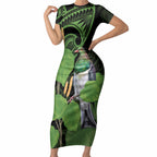 Kawakawa Rongoa Maori Kereru New Zealand Short Sleeve Bodycon Dress