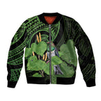Kawakawa Rongoa Maori Kereru New Zealand Sleeve Zip Bomber Jacket