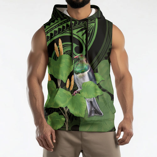 Kawakawa Rongoa Maori Kereru New Zealand Sleeveless Hoodie