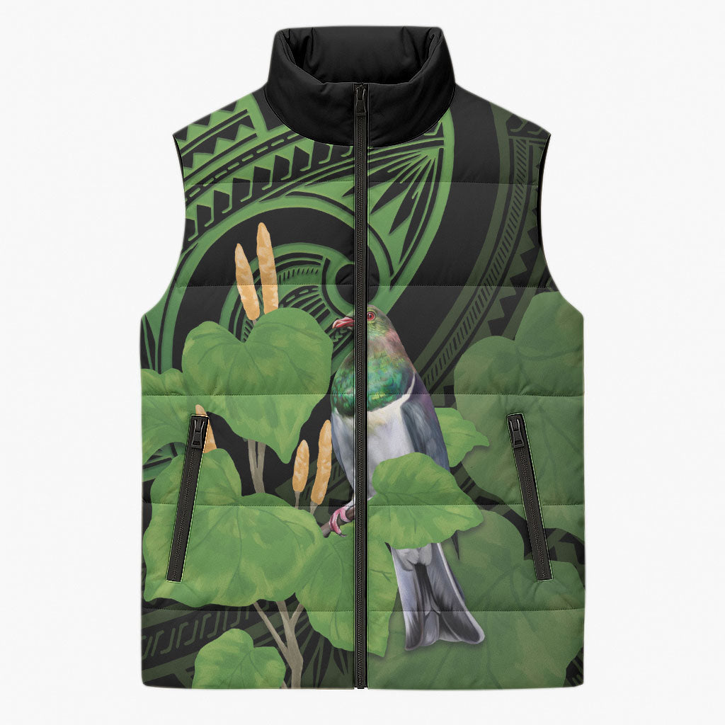 Kawakawa Rongoa Maori Kereru New Zealand Sleeveless Puffer Jacket