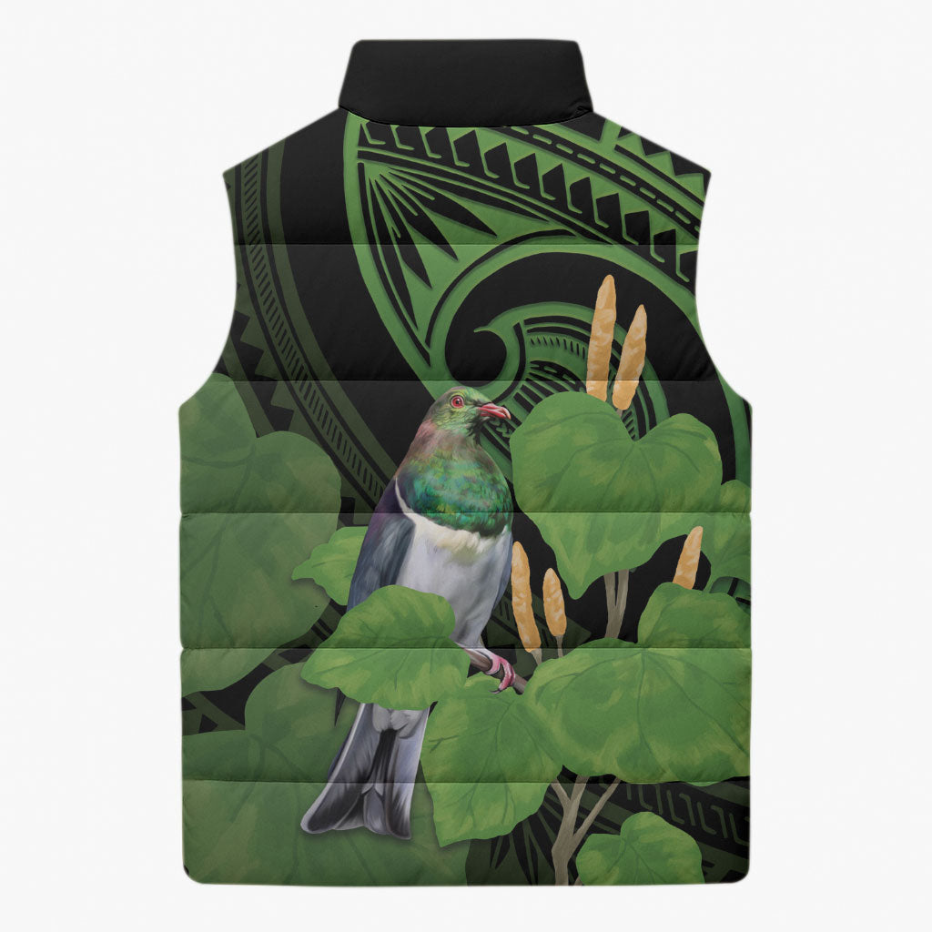 Kawakawa Rongoa Maori Kereru New Zealand Sleeveless Puffer Jacket