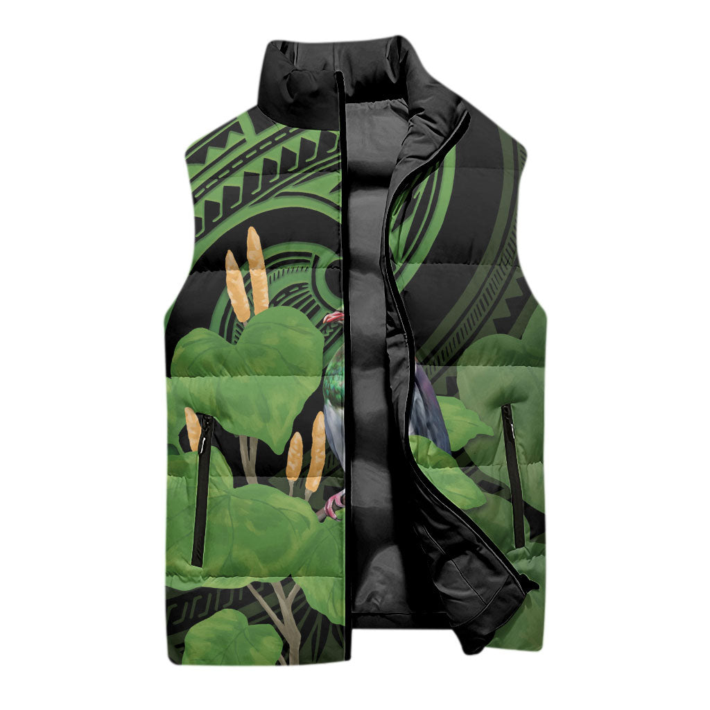 Kawakawa Rongoa Maori Kereru New Zealand Sleeveless Puffer Jacket
