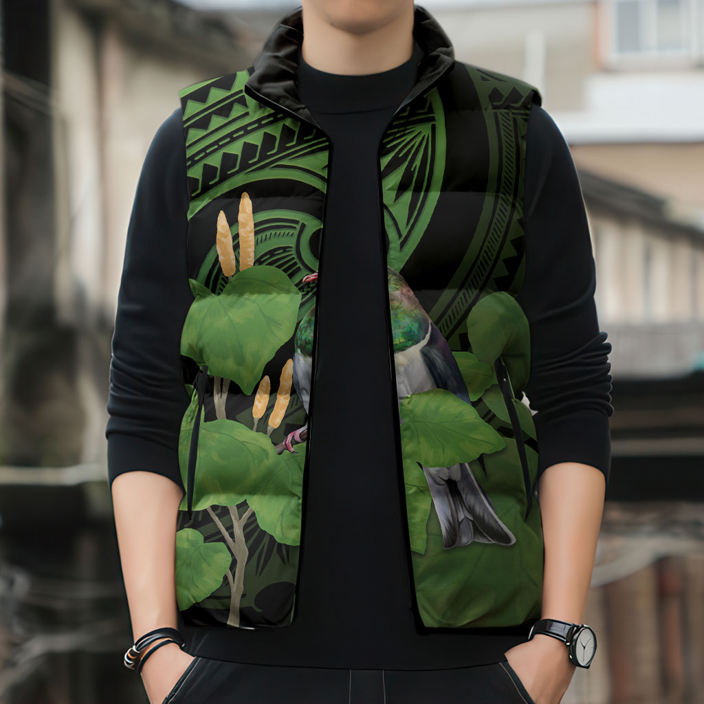 Kawakawa Rongoa Maori Kereru New Zealand Sleeveless Puffer Jacket