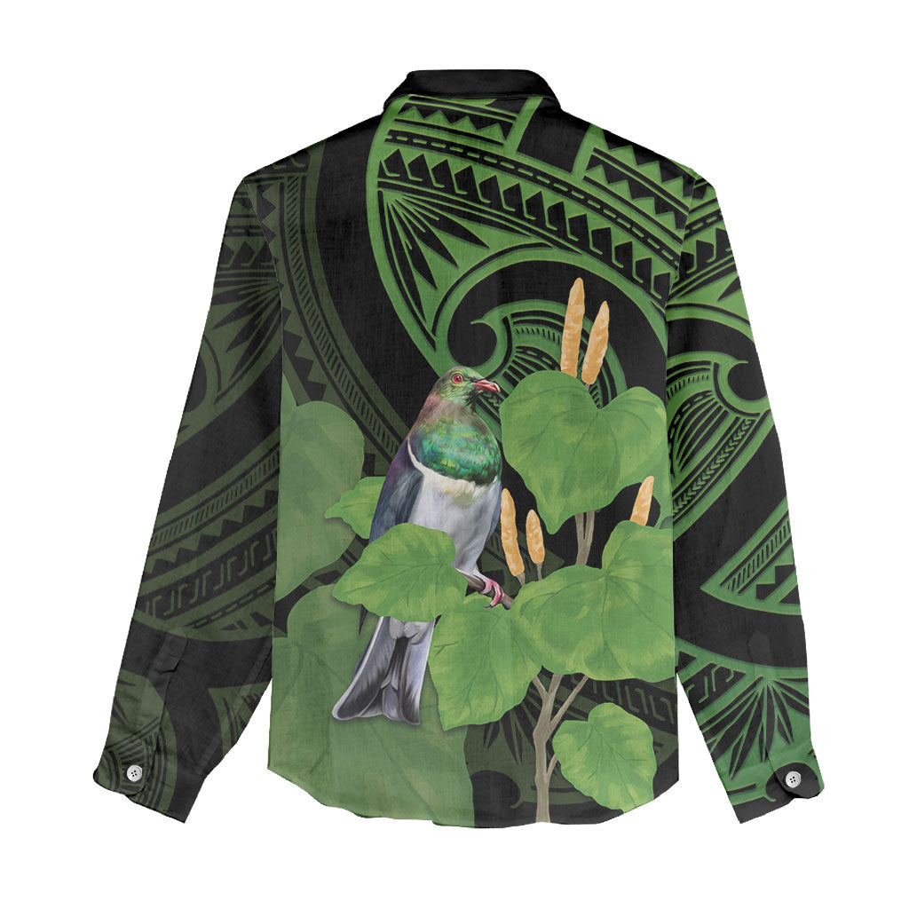 Kawakawa Rongoa Maori Kereru New Zealand Women Casual Shirt