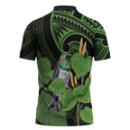 Kawakawa Rongoa Maori Kereru New Zealand Zipper Polo Shirt