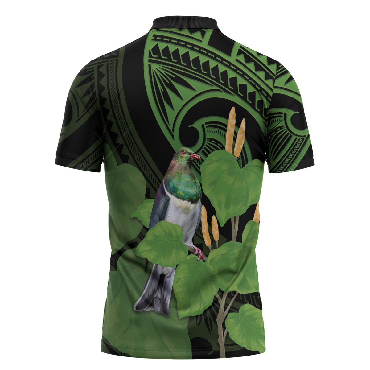 Kawakawa Rongoa Maori Kereru New Zealand Zipper Polo Shirt