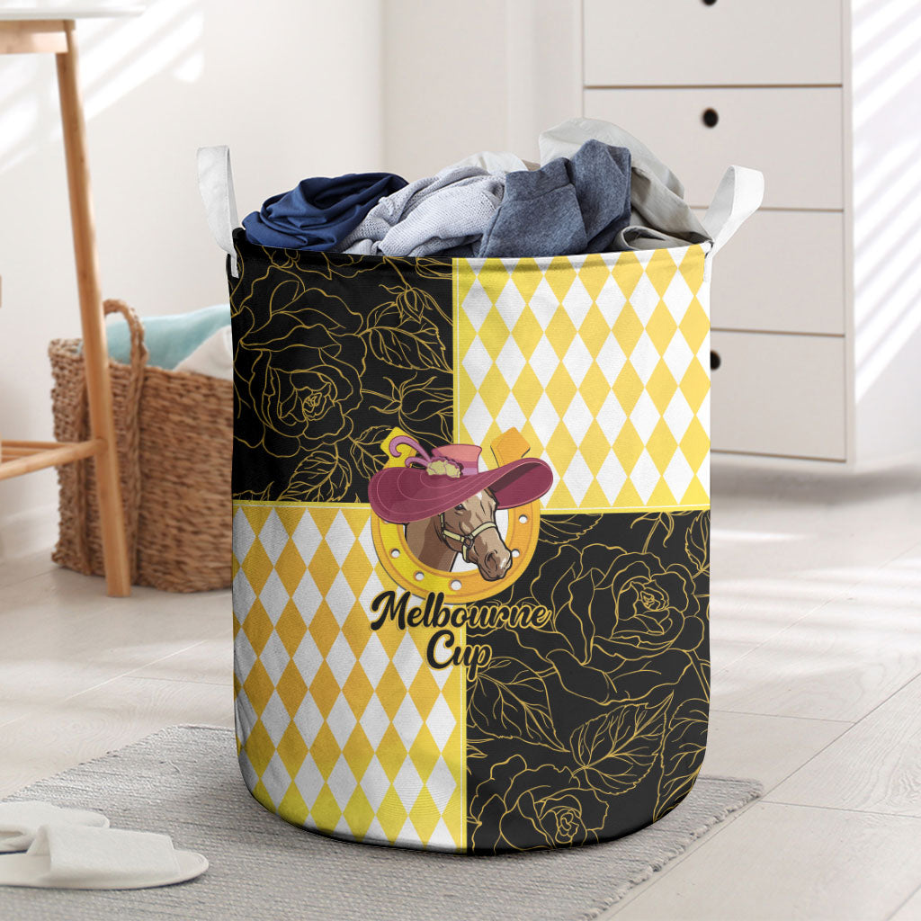 Melbourne Cup Australia Laundry Basket Diamond Horse Racing Silks Inspired Yellow