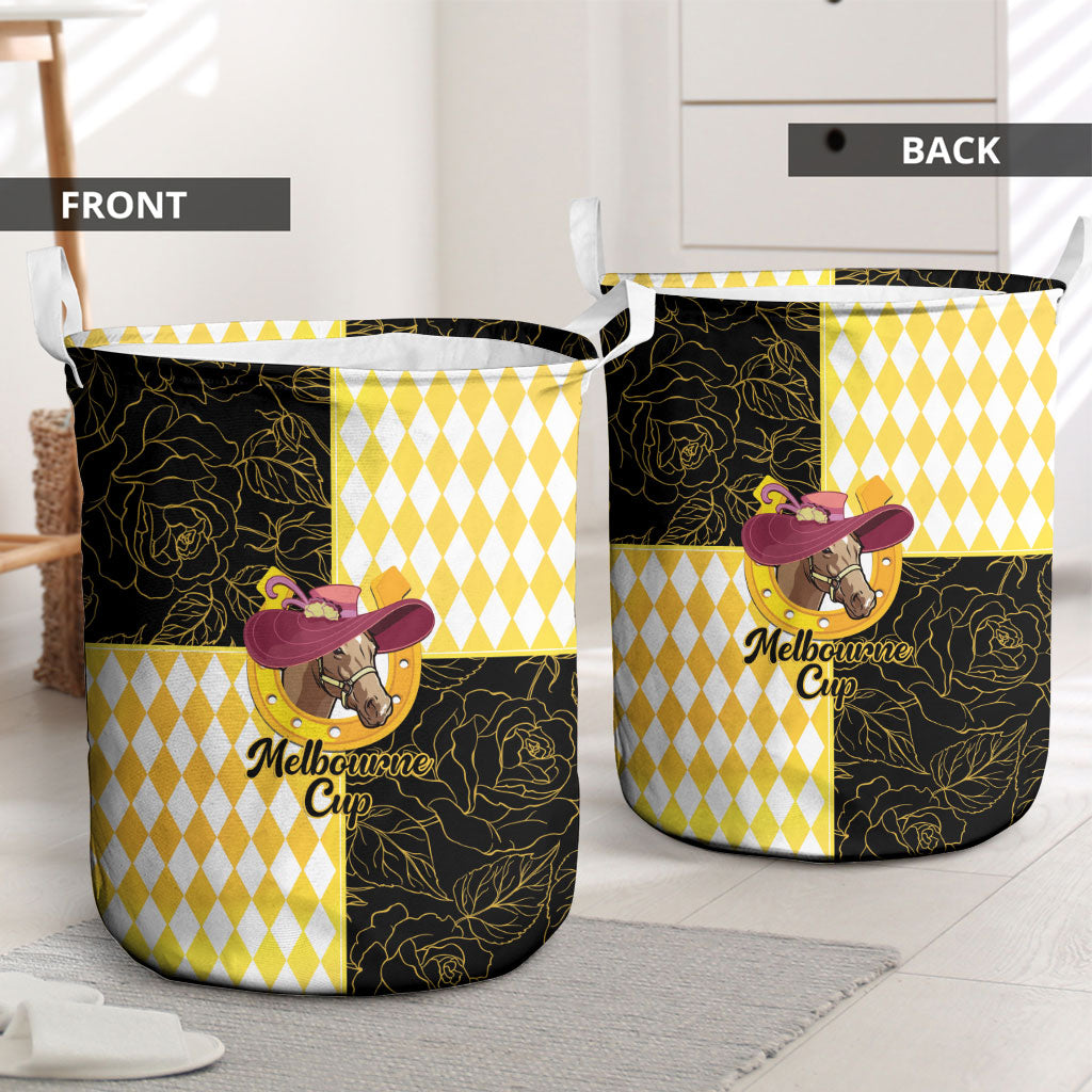 Melbourne Cup Australia Laundry Basket Diamond Horse Racing Silks Inspired Yellow