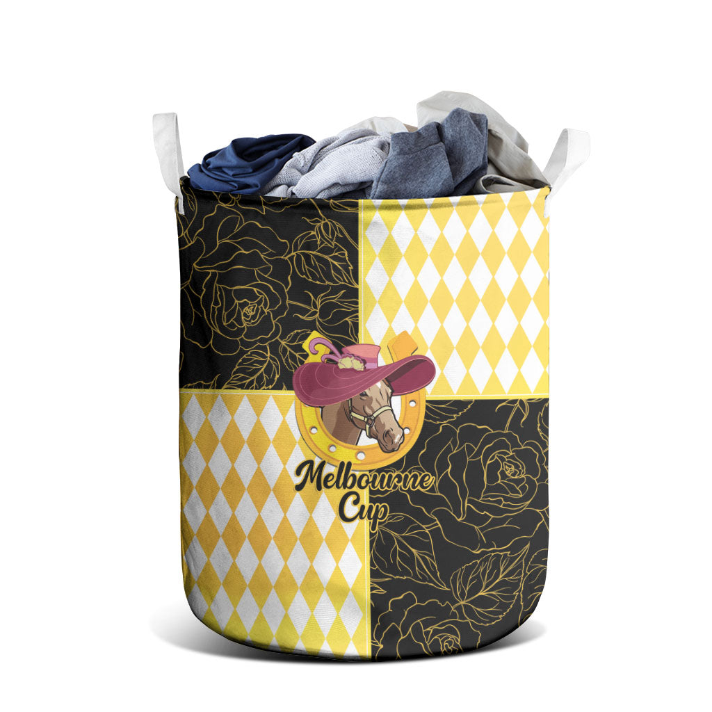 Melbourne Cup Australia Laundry Basket Diamond Horse Racing Silks Inspired Yellow