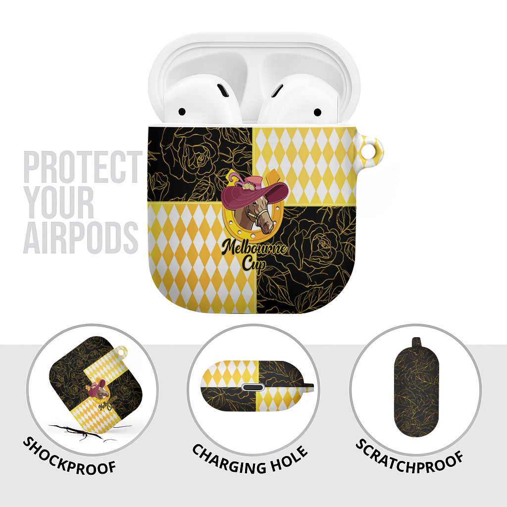 Melbourne Cup Australia AirPods Case Diamond Horse Racing Silks Inspired Yellow