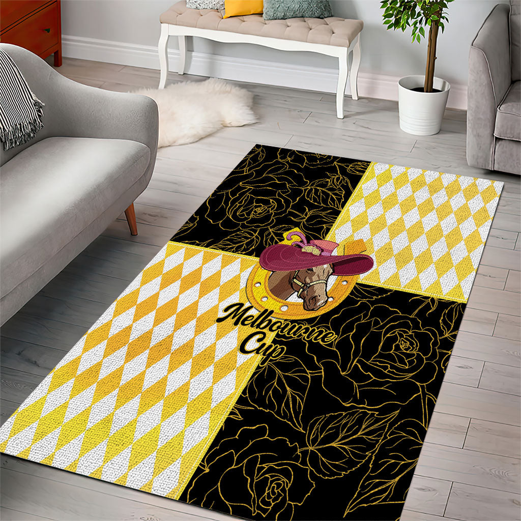 Melbourne Cup Australia Area Rug Diamond Horse Racing Silks Inspired Yellow