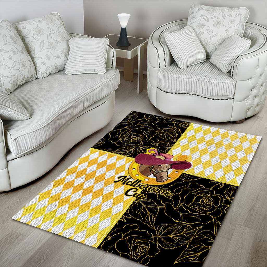 Melbourne Cup Australia Area Rug Diamond Horse Racing Silks Inspired Yellow