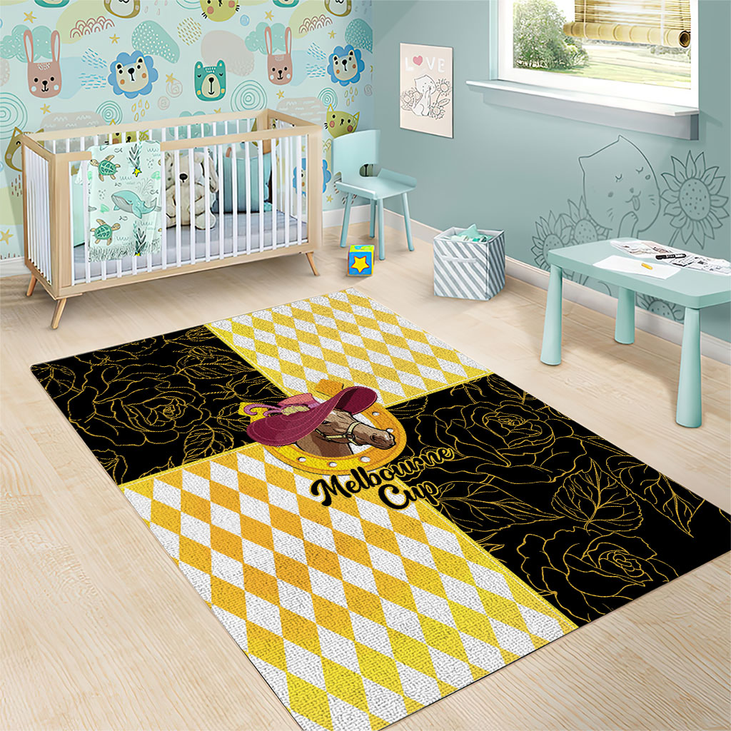 Melbourne Cup Australia Area Rug Diamond Horse Racing Silks Inspired Yellow