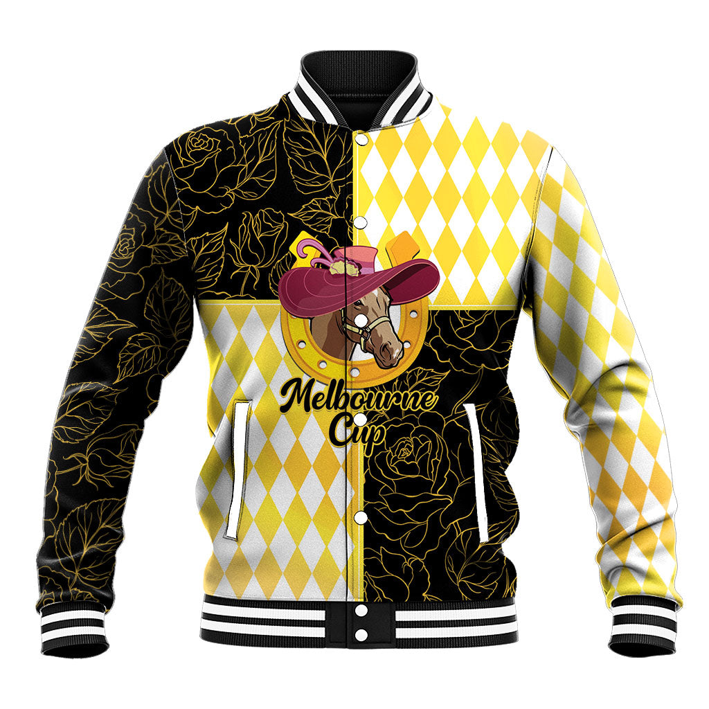 Personalised Melbourne Cup Australia Baseball Jacket Diamond Horse Racing Silks Inspired Yellow