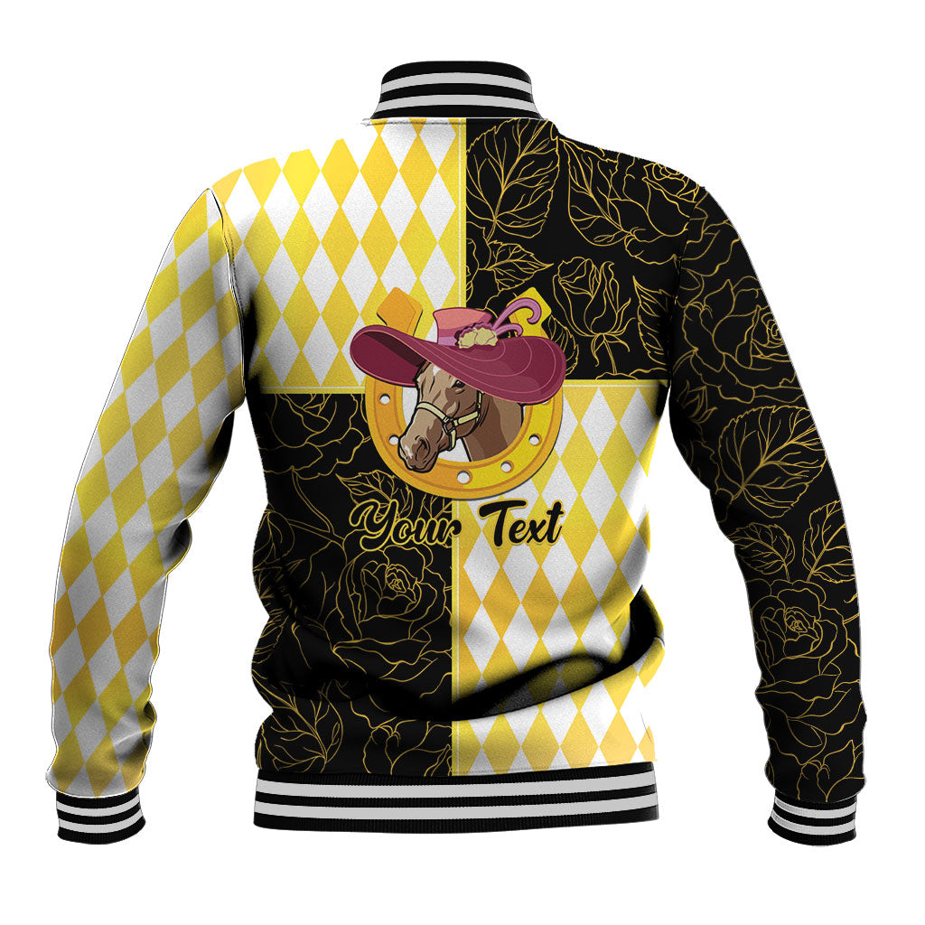 Personalised Melbourne Cup Australia Baseball Jacket Diamond Horse Racing Silks Inspired Yellow