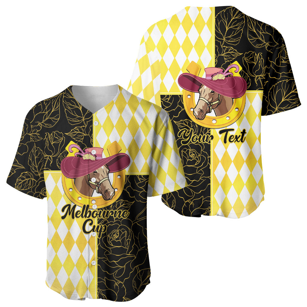 Personalised Melbourne Cup Australia Baseball Jersey Diamond Horse Racing Silks Inspired Yellow