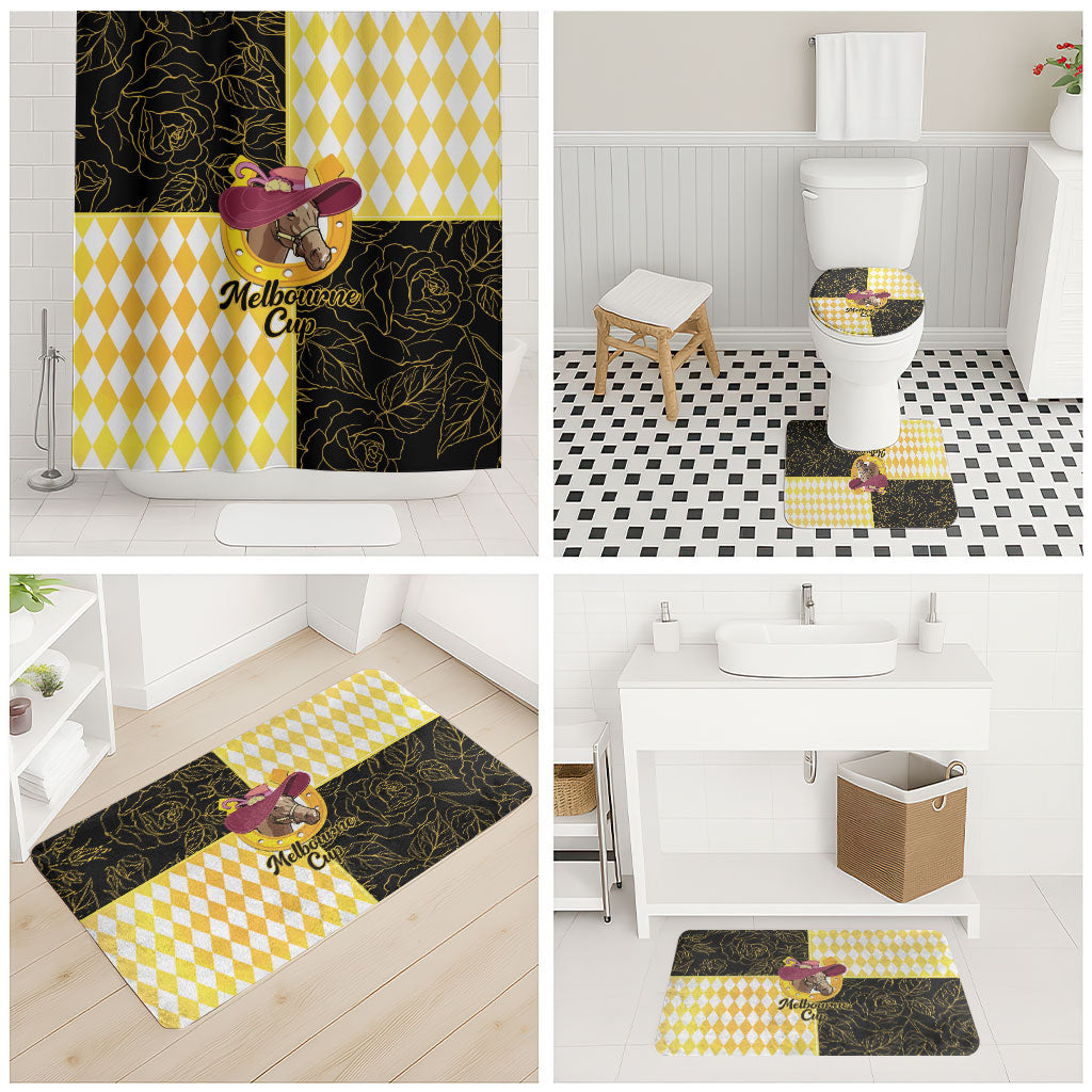 Melbourne Cup Australia Bathroom Set Diamond Horse Racing Silks Inspired Yellow