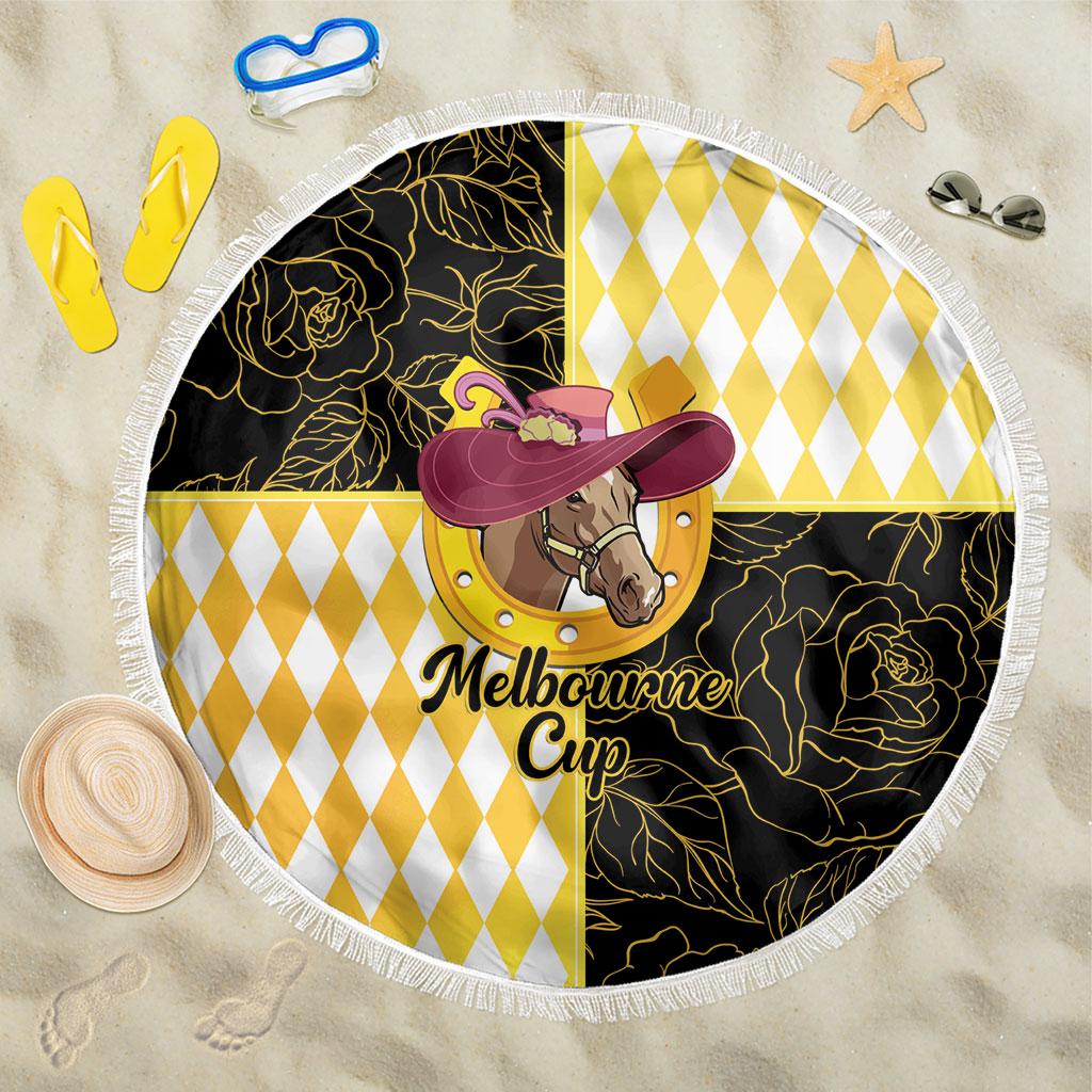 Melbourne Cup Australia Beach Blanket Diamond Horse Racing Silks Inspired Yellow