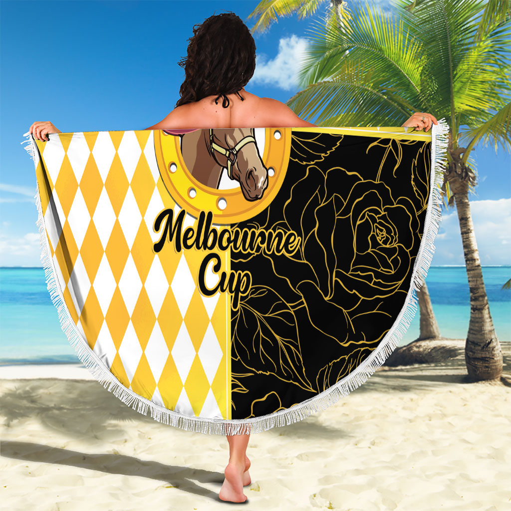 Melbourne Cup Australia Beach Blanket Diamond Horse Racing Silks Inspired Yellow
