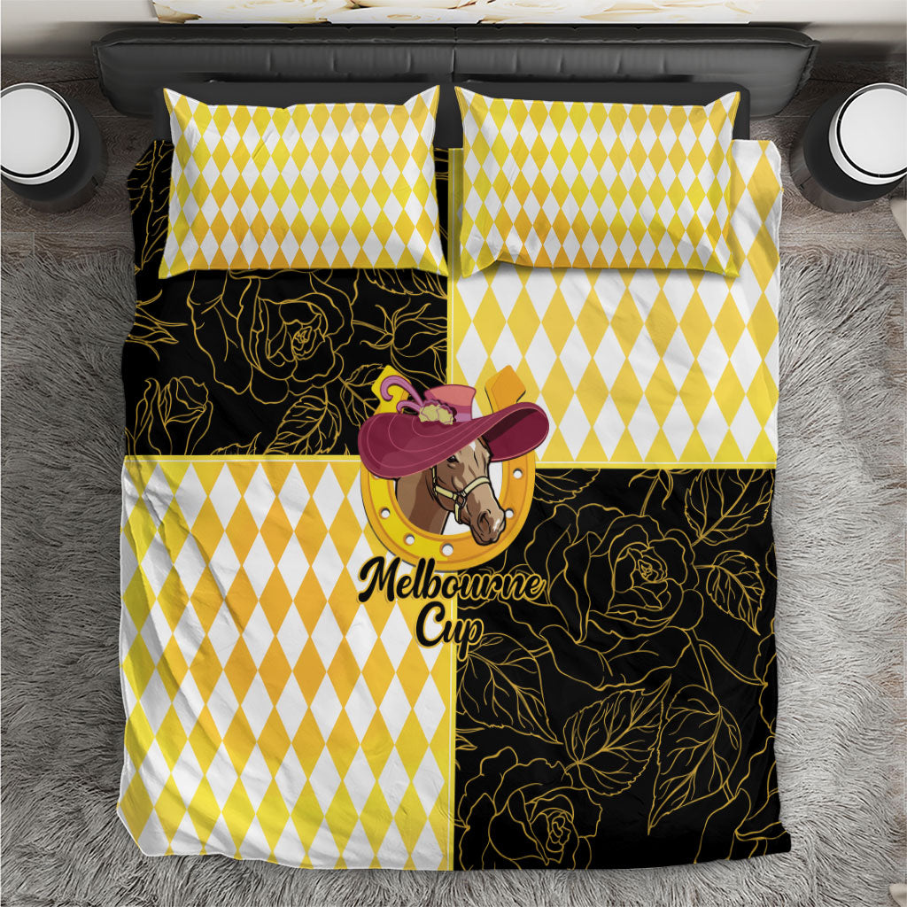 Melbourne Cup Australia Bedding Set Diamond Horse Racing Silks Inspired Yellow